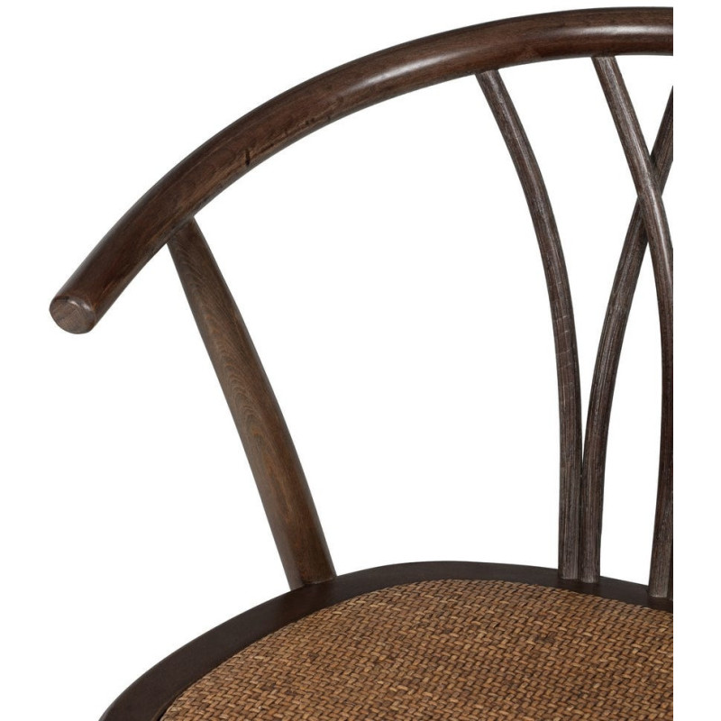Chaise bistrot vintage Bois d'orme Chocolat Rotin Marron Tressé Helira - 6