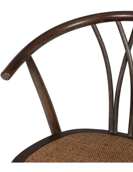 Chaise bistrot vintage Bois d'orme Chocolat Rotin Marron Tressé Helira - 6
