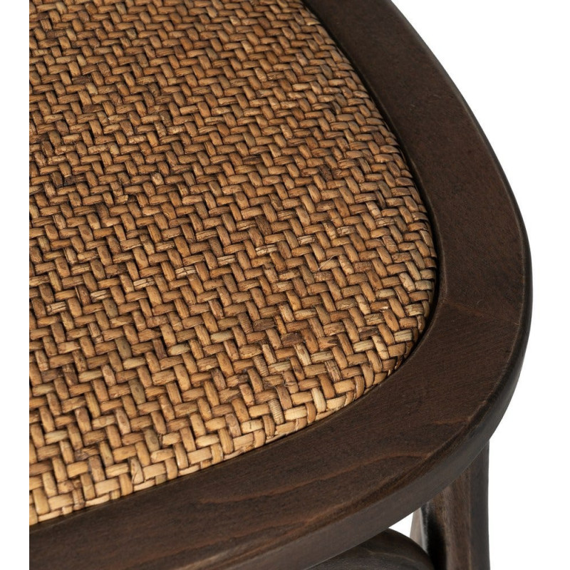 Chaise bistrot vintage Bois d'orme Chocolat Rotin Marron Tressé Helira - 9