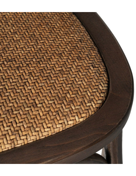 Chaise bistrot vintage Bois d'orme Chocolat Rotin Marron Tressé Helira - 9