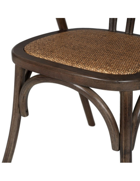 Chaise bistrot vintage Bois d'orme Chocolat Rotin Marron Tressé Helira - 10