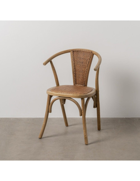 Chaise bistrot vintage Bois d'orme Naturel Rotin Marron Tressé Kirela - 12