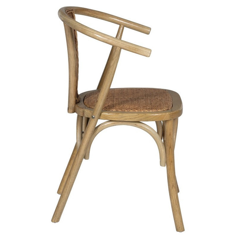 Chaise bistrot vintage Bois d'orme Naturel Rotin Marron Tressé Kirela - 3