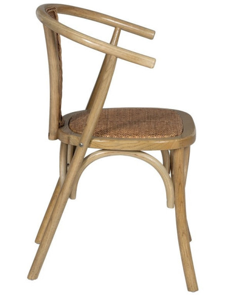 Chaise bistrot vintage Bois d'orme Naturel Rotin Marron Tressé Kirela - 3