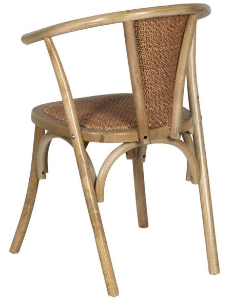 Chaise bistrot vintage Bois d'orme Naturel Rotin Marron Tressé Kirela - 4