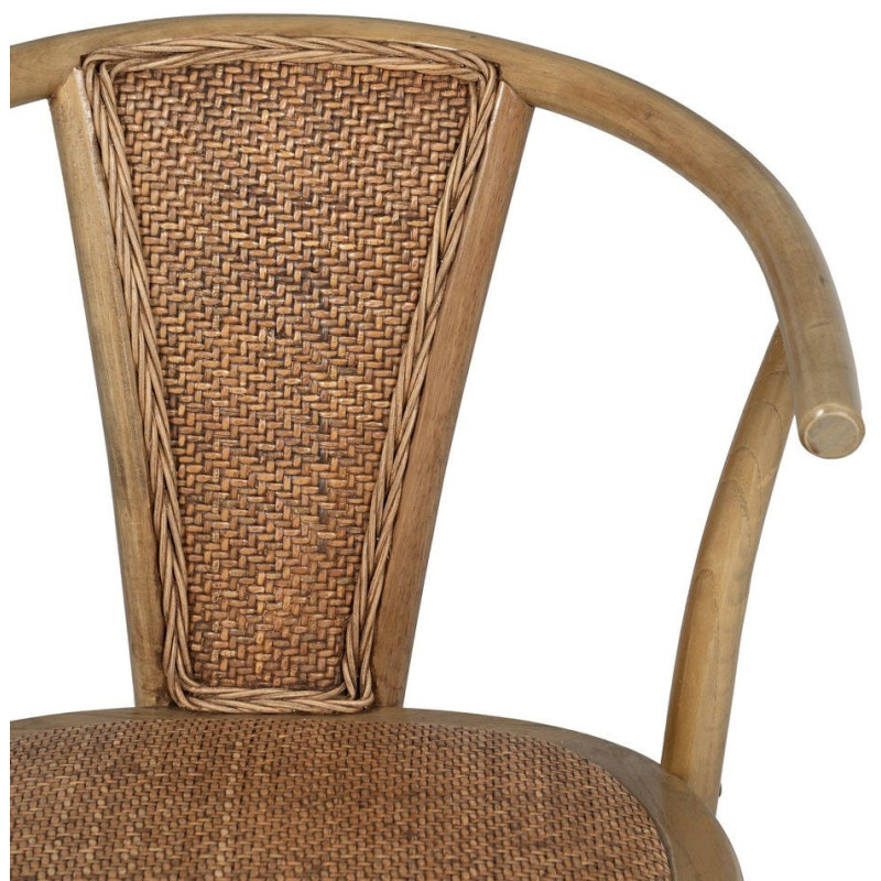 Chaise bistrot vintage Bois d'orme Naturel Rotin Marron Tressé Kirela - 5