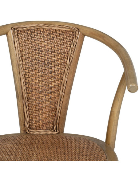 Chaise bistrot vintage Bois d'orme Naturel Rotin Marron Tressé Kirela - 5