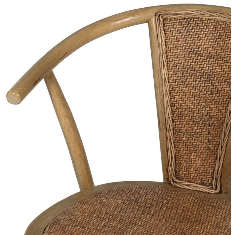 Chaise bistrot vintage Bois d'orme Naturel Rotin Marron Tressé Kirela - 6