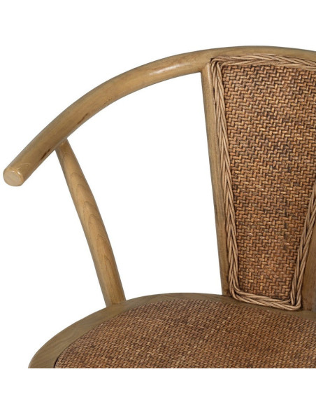Chaise bistrot vintage Bois d'orme Naturel Rotin Marron Tressé Kirela - 6