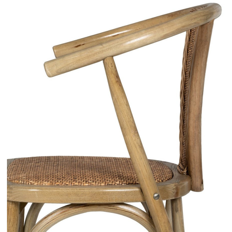 Chaise bistrot vintage Bois d'orme Naturel Rotin Marron Tressé Kirela - 7