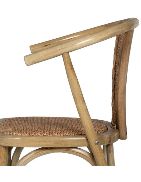Chaise bistrot vintage Bois d'orme Naturel Rotin Marron Tressé Kirela - 7