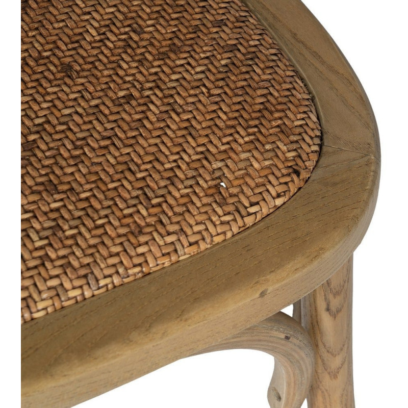 Chaise bistrot vintage Bois d'orme Naturel Rotin Marron Tressé Kirela - 9