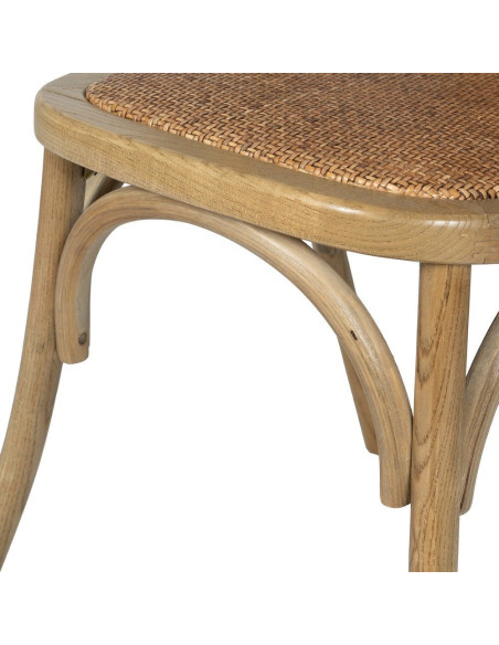 Chaise bistrot vintage Bois d'orme Naturel Rotin Marron Tressé Kirela - 10