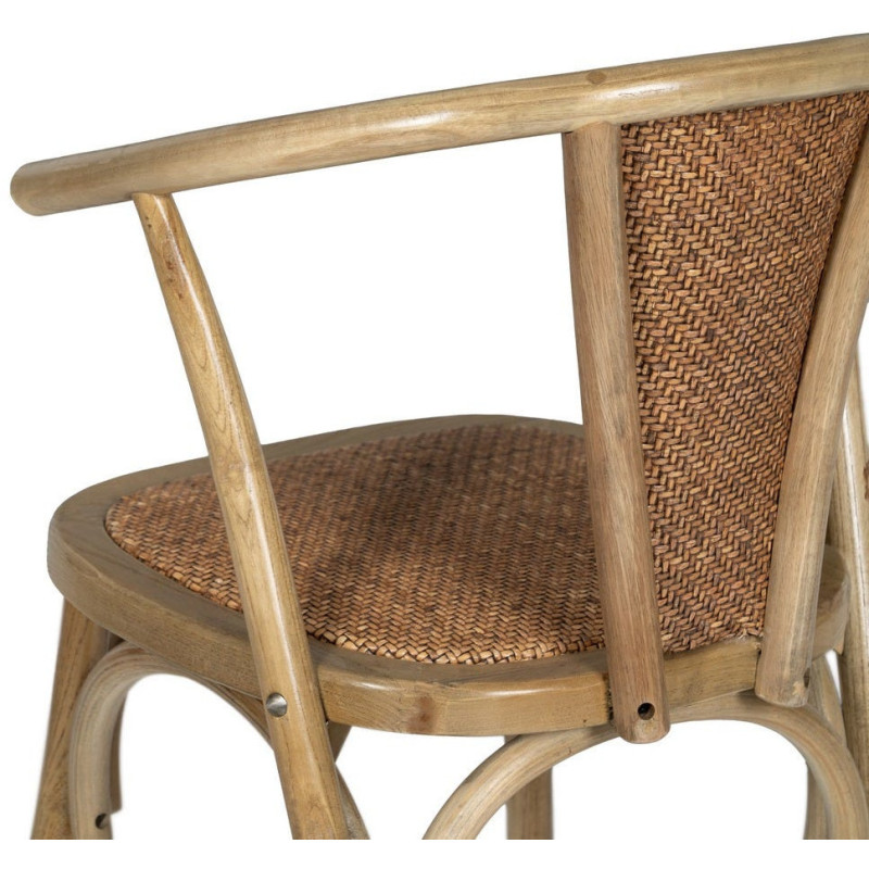 Chaise bistrot vintage Bois d'orme Naturel Rotin Marron Tressé Kirela - 11