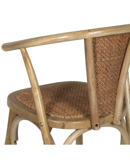 Chaise bistrot vintage Bois d'orme Naturel Rotin Marron Tressé Kirela - 11
