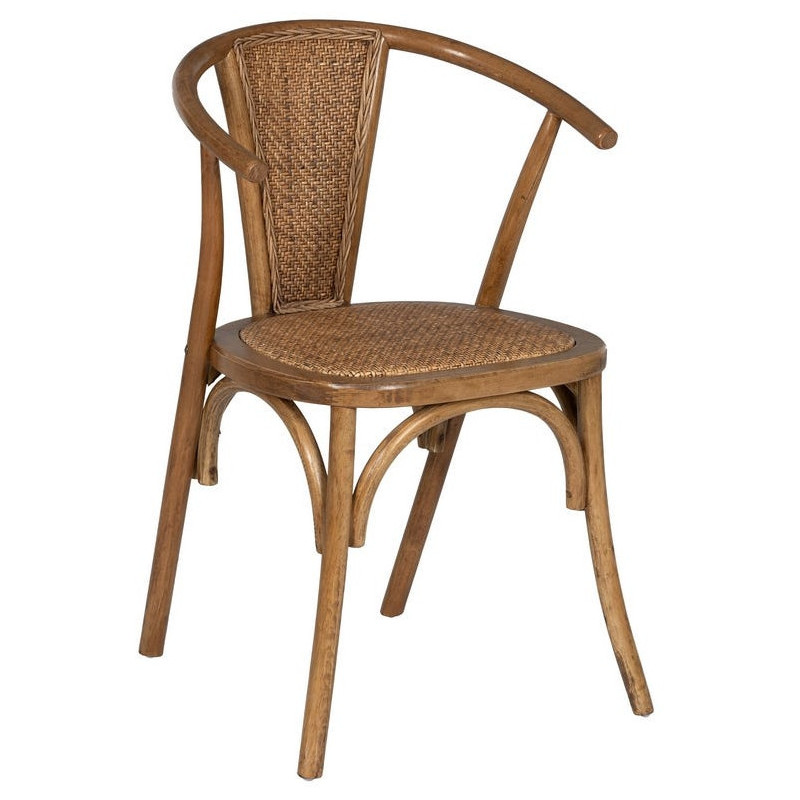 Chaise bistrot vintage Bois d'orme Miel Rotin Marron Tressé Kirela - 1