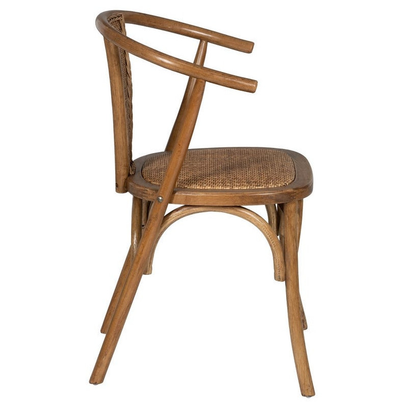 Chaise bistrot vintage Bois d'orme Miel Rotin Marron Tressé Kirela - 3