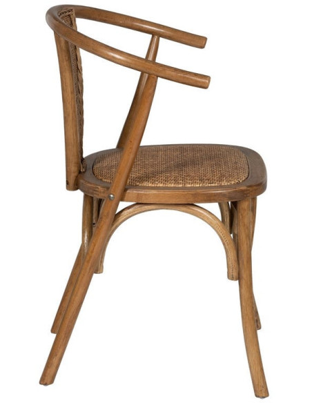 Chaise bistrot vintage Bois d'orme Miel Rotin Marron Tressé Kirela - 3