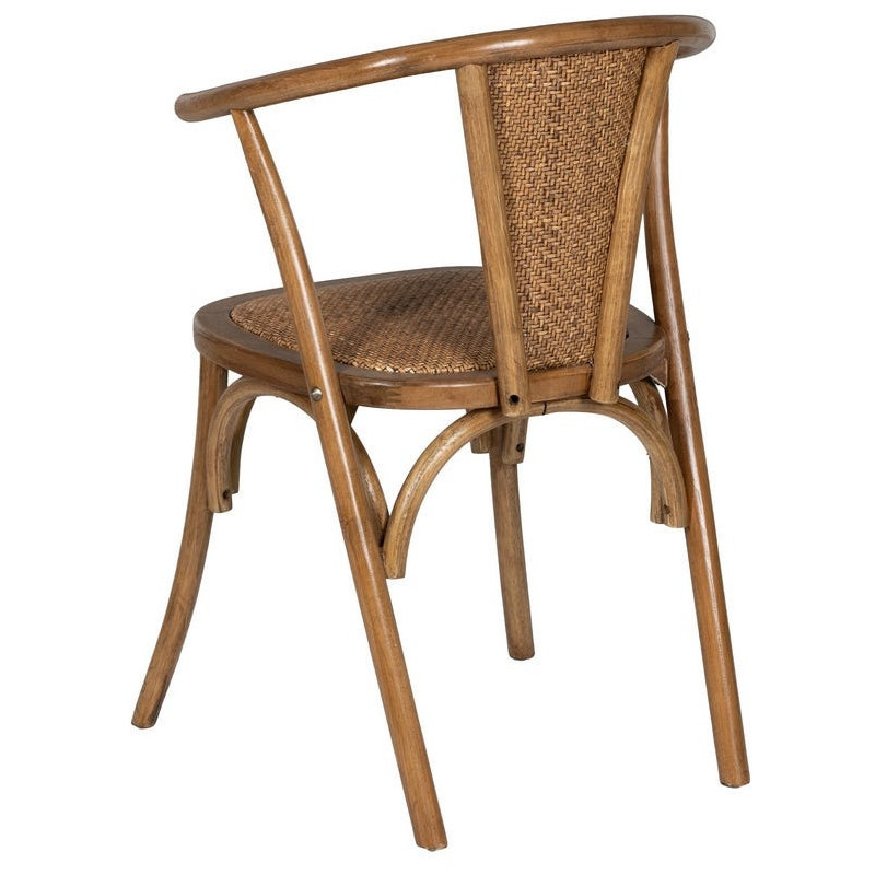 Chaise bistrot vintage Bois d'orme Miel Rotin Marron Tressé Kirela - 4