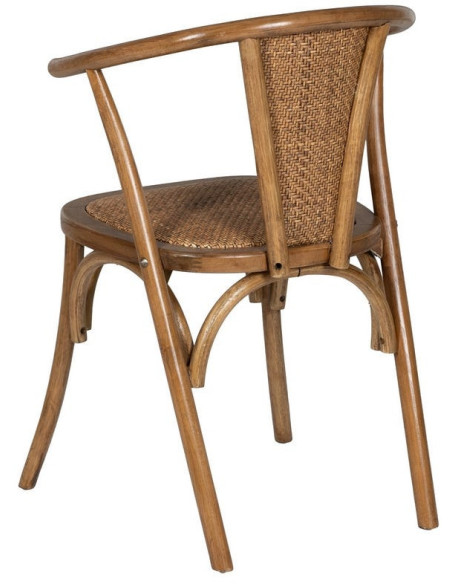 Chaise bistrot vintage Bois d'orme Miel Rotin Marron Tressé Kirela - 4