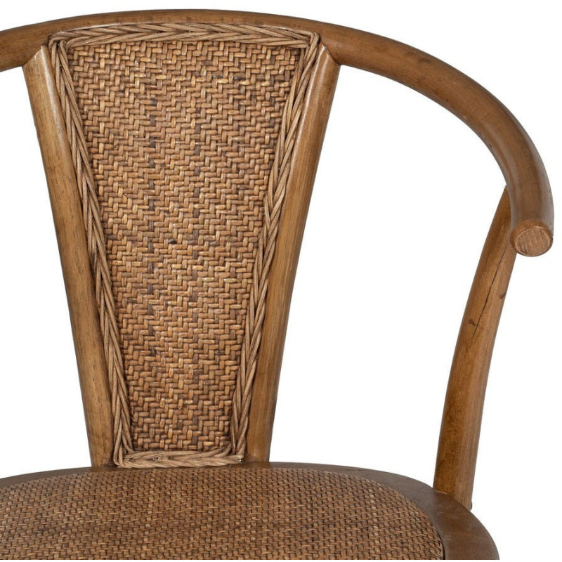 Chaise bistrot vintage Bois d'orme Miel Rotin Marron Tressé Kirela - 5