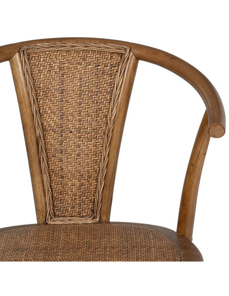 Chaise bistrot vintage Bois d'orme Miel Rotin Marron Tressé Kirela - 5