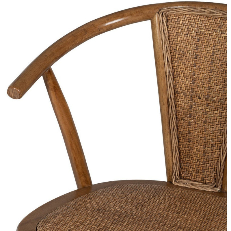 Chaise bistrot vintage Bois d'orme Miel Rotin Marron Tressé Kirela - 6