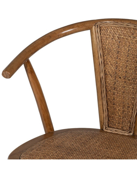 Chaise bistrot vintage Bois d'orme Miel Rotin Marron Tressé Kirela - 6