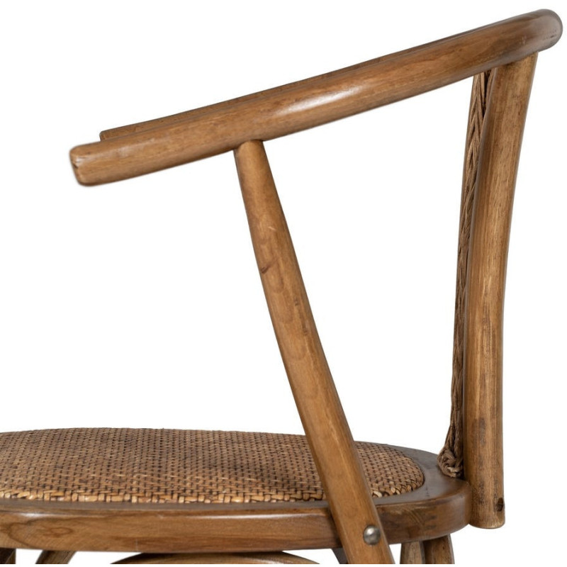Chaise bistrot vintage Bois d'orme Miel Rotin Marron Tressé Kirela - 7