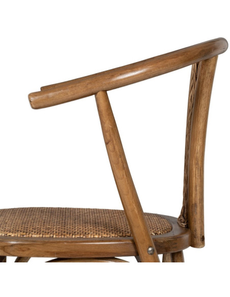 Chaise bistrot vintage Bois d'orme Miel Rotin Marron Tressé Kirela - 7