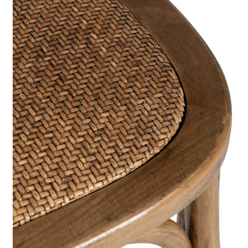 Chaise bistrot vintage Bois d'orme Miel Rotin Marron Tressé Kirela - 9