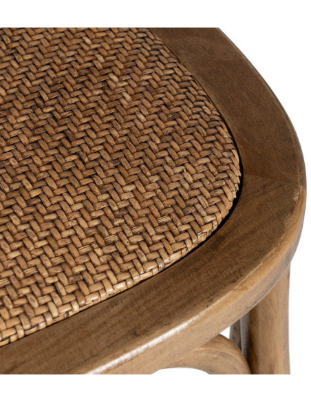 Chaise bistrot vintage Bois d'orme Miel Rotin Marron Tressé Kirela - 9