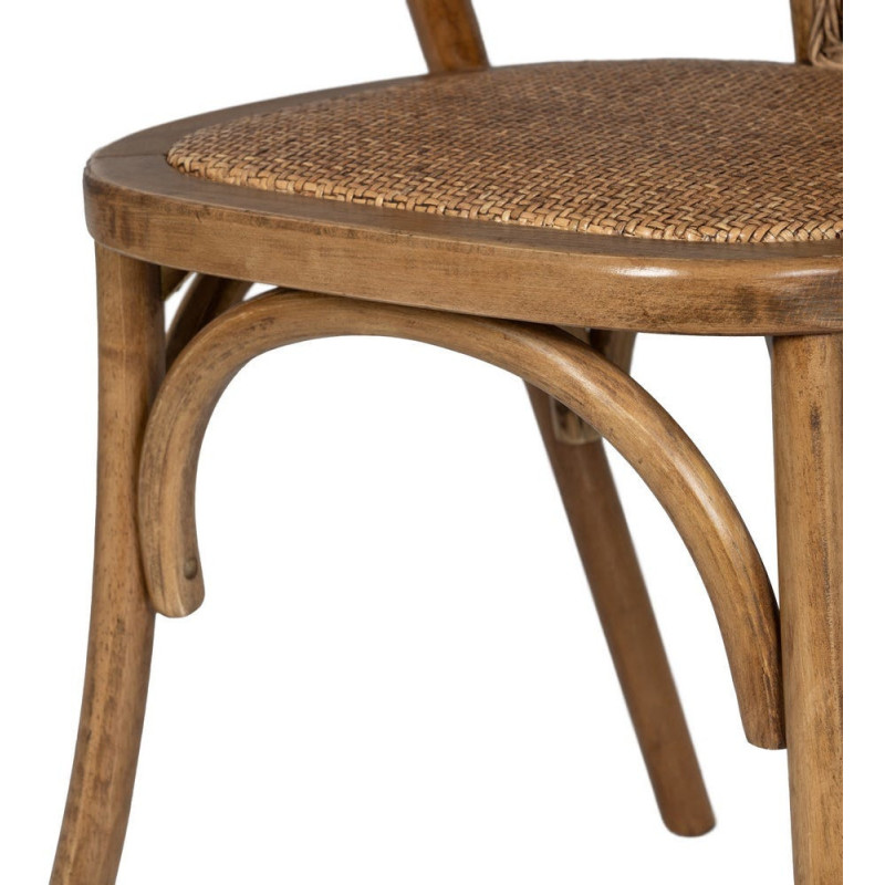 Chaise bistrot vintage Bois d'orme Miel Rotin Marron Tressé Kirela - 10