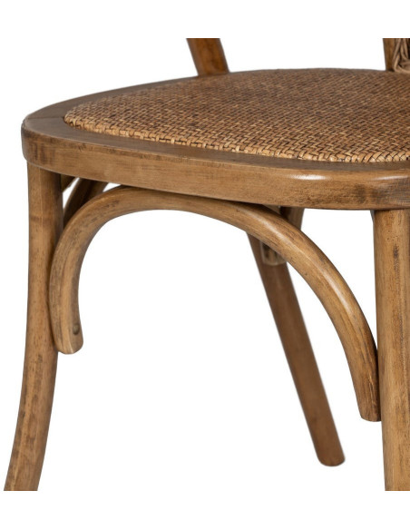 Chaise bistrot vintage Bois d'orme Miel Rotin Marron Tressé Kirela - 10
