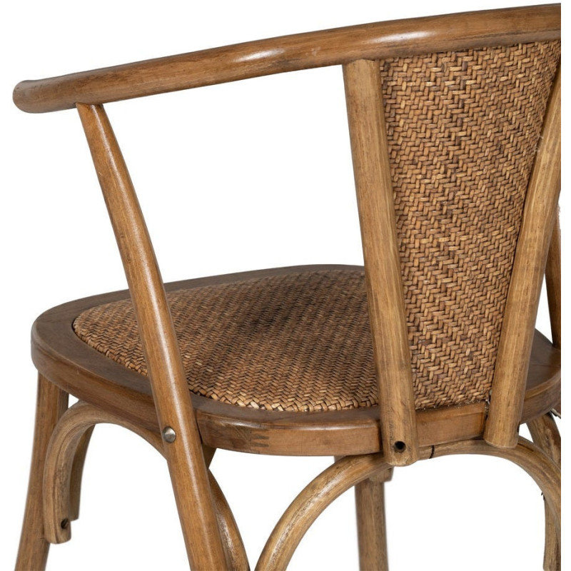 Chaise bistrot vintage Bois d'orme Miel Rotin Marron Tressé Kirela - 11