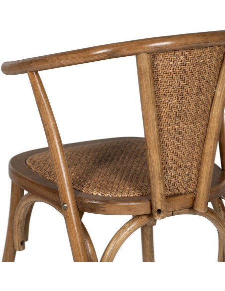 Chaise bistrot vintage Bois d'orme Miel Rotin Marron Tressé Kirela - 11