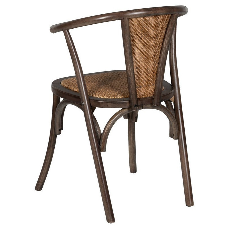Chaise bistrot vintage Bois d'orme Chocolat Rotin Marron Tressé Kirela - 4