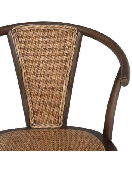 Chaise bistrot vintage Bois d'orme Chocolat Rotin Marron Tressé Kirela - 5