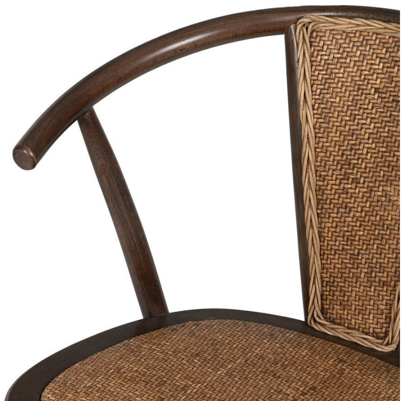Chaise bistrot vintage Bois d'orme Chocolat Rotin Marron Tressé Kirela - 6