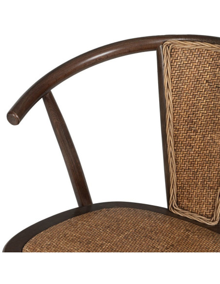 Chaise bistrot vintage Bois d'orme Chocolat Rotin Marron Tressé Kirela - 6