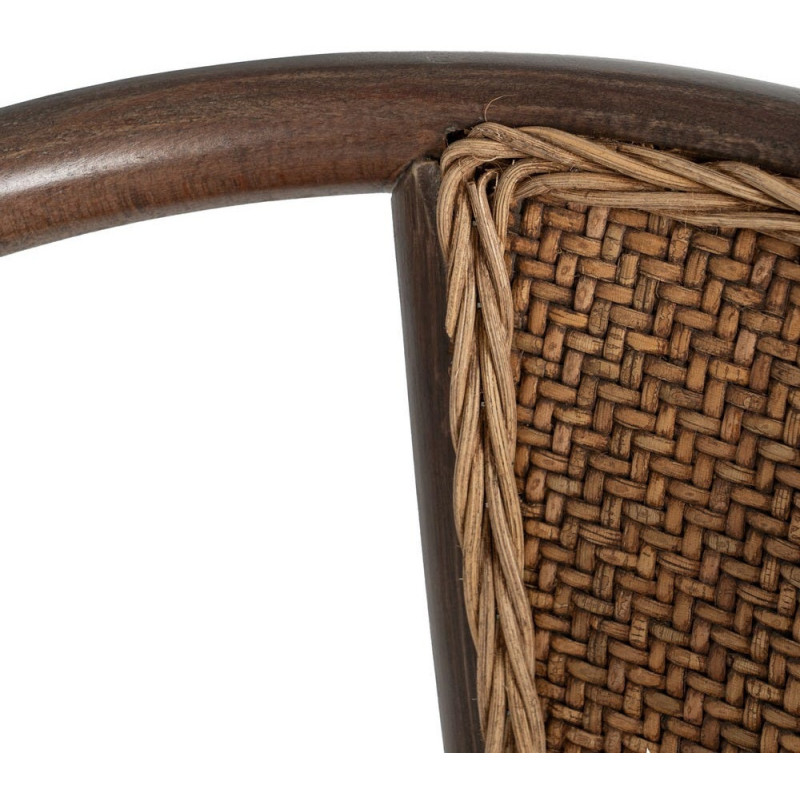 Chaise bistrot vintage Bois d'orme Chocolat Rotin Marron Tressé Kirela - 8