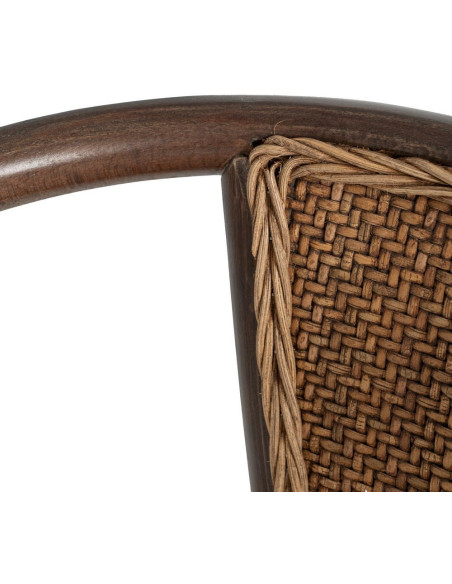 Chaise bistrot vintage Bois d'orme Chocolat Rotin Marron Tressé Kirela - 8