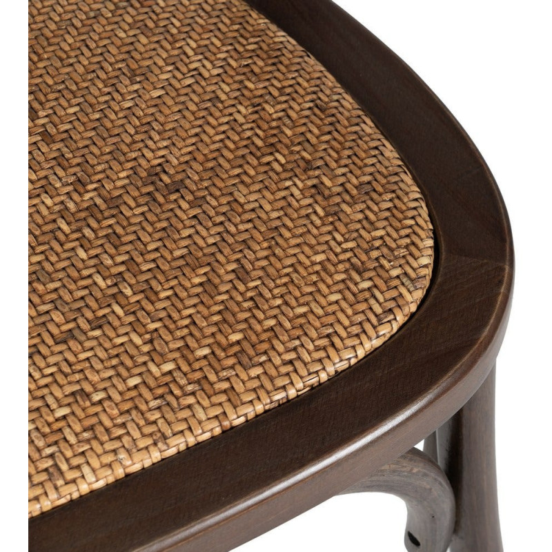 Chaise bistrot vintage Bois d'orme Chocolat Rotin Marron Tressé Kirela - 9