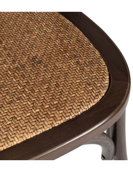 Chaise bistrot vintage Bois d'orme Chocolat Rotin Marron Tressé Kirela - 9