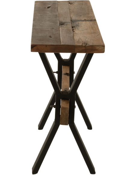 Console Rectangulaire Hector en Bois recyclé Marron Métal Noir - 4