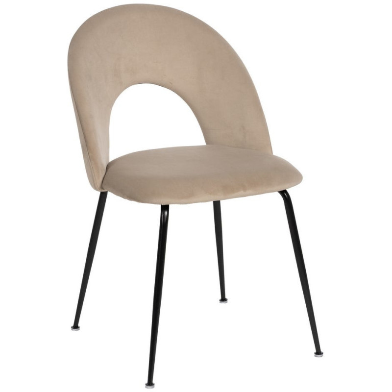 Chaise moderne arrondie Velours Beige Métal Noir Dorvia (Lot de 4) - 1