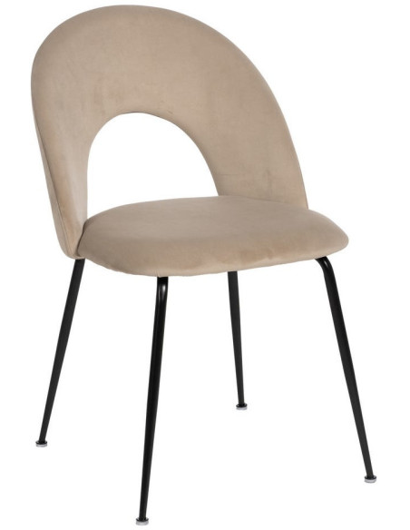 Chaise moderne arrondie Velours Beige Métal Noir Dorvia (Lot de 4) - 1