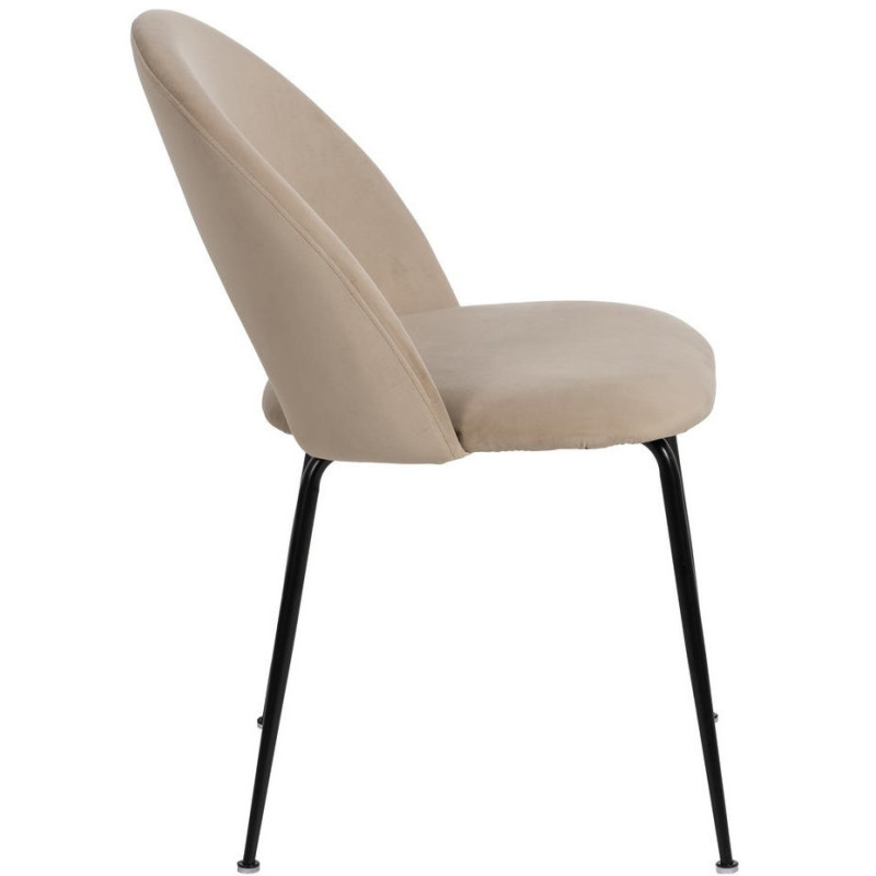 Chaise moderne arrondie Velours Beige Métal Noir Dorvia (Lot de 4) - 3