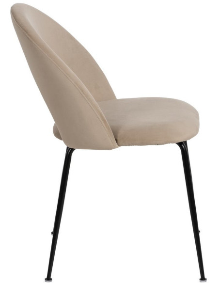 Chaise moderne arrondie Velours Beige Métal Noir Dorvia (Lot de 4) - 3