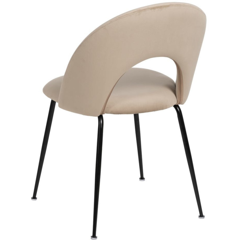 Chaise moderne arrondie Velours Beige Métal Noir Dorvia (Lot de 4) - 4